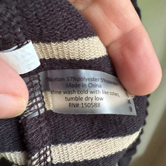 Sundays Perry Dress Black Tan Stripe Sweatshirt Sweater Dress Raglan Anthro - Picture 4 of 8